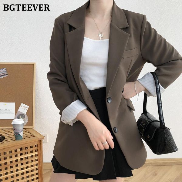 

women's suits & blazers bgteever 2021 summer autumn fashion loose notched collar women blazer jackets long sleeve single-breasted elega, White;black