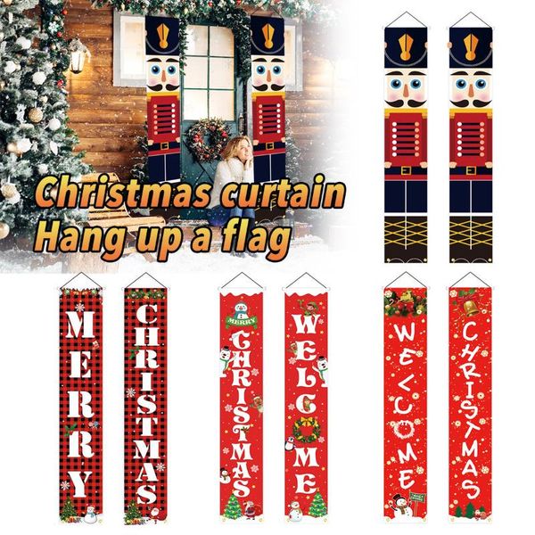 Weihnachtsdekorationen, fröhliches Nussknacker-Modell, 180 cm, Hängebanner, Veranda-Schild, Jahr, Weihnachten, Zuhause, Banner, Ornament