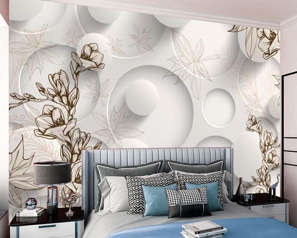 Romantique blanc boule flottante fleurs 3d papier peint impression numérique étanche Antifouling décor à la maison peinture murale fonds d'écran