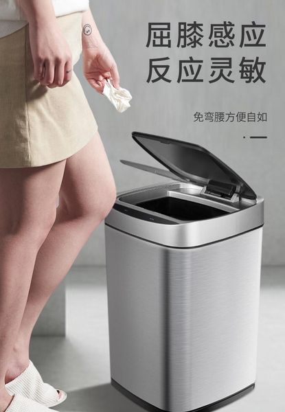 

waste bins smart automatic bin stainless steel luxury with cover trash can toilet bedroom basurero cocina household product di50ljt