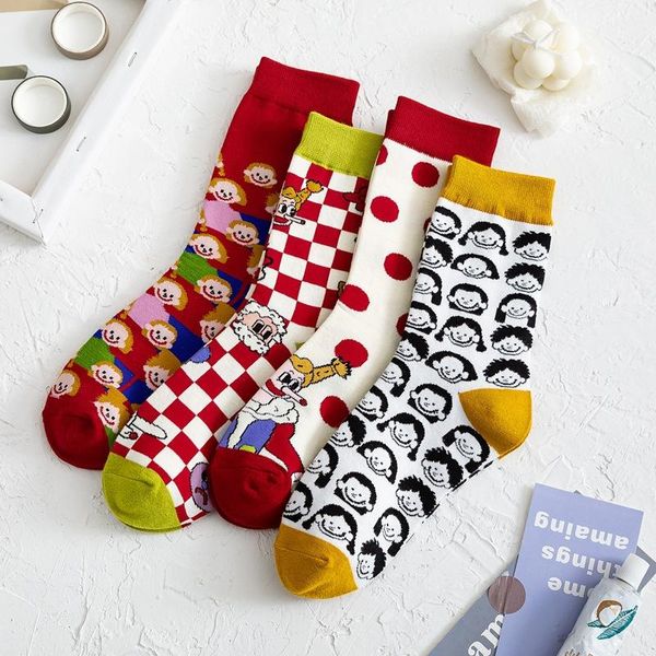 

socks & hosiery 2021 spring autumn korean cartoon cute woman cotton japanese profile po women, Black;white