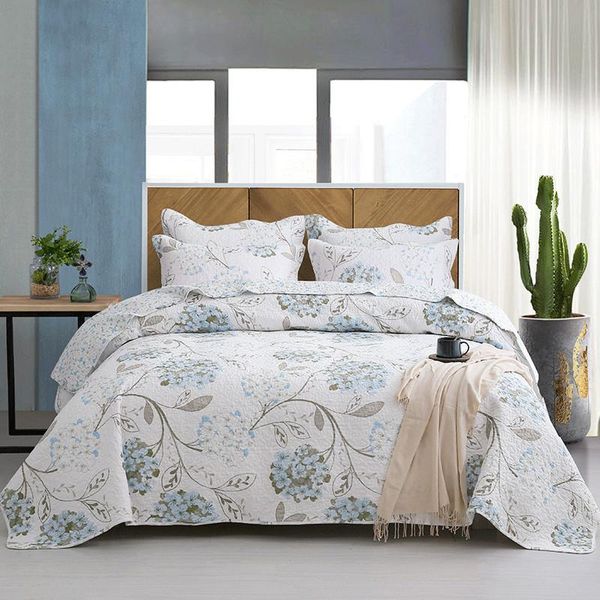 

comforters & sets 3pcs cotton coverlet set american style quilted bedspread and pillowcases patchwork quilt floral printed bed cover bedding