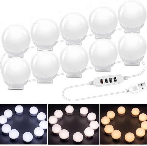 

vanity lights makeup mirror light bulbs 3 colors usb dimming 6 /10 /12/ 14bulbs full backlit dressing table lamp decor