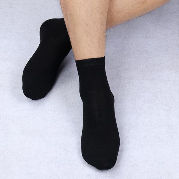 

men's socks 3 pairs business men soft breathable autumn and winter for male cotton solid color middle tube, Black