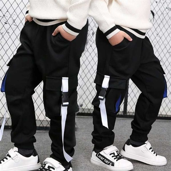 EACHIN Ragazzi Pantaloni Pantaloni sportivi casual Adolescente Elastico in vita Multi-tasca Moda bambini coreani Lungo per 3-14 anni 211103