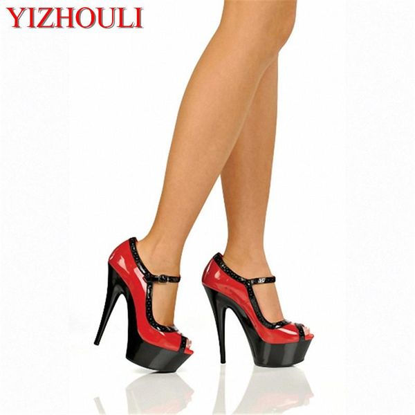 

single shoes platform fish mouth 5 inches stilettos color piece of 15 cm super high heels for women's dress, Black