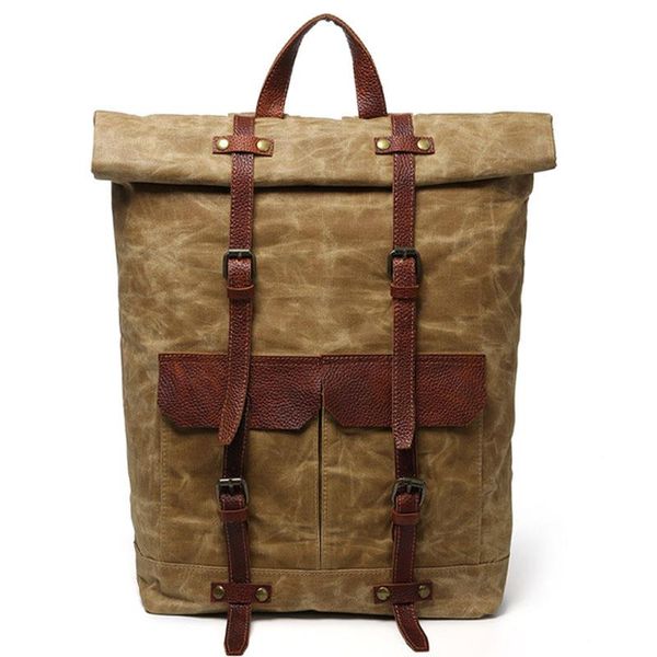 

backpack high capacity lapcanvas rucksack travel outdoor vintage leather men women