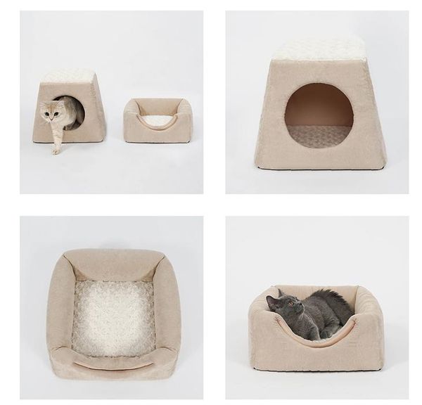 

cat beds & furniture pet bed for cats dogs soft nest kennel cave house sleeping bag mat pad tent pets winter warm cozy 4 colors
