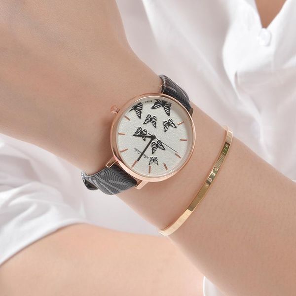 

fashion women watches butterfly casual ladies dress watch leather quartz zegarek damski relogio feminino wristwatches, Slivery;brown