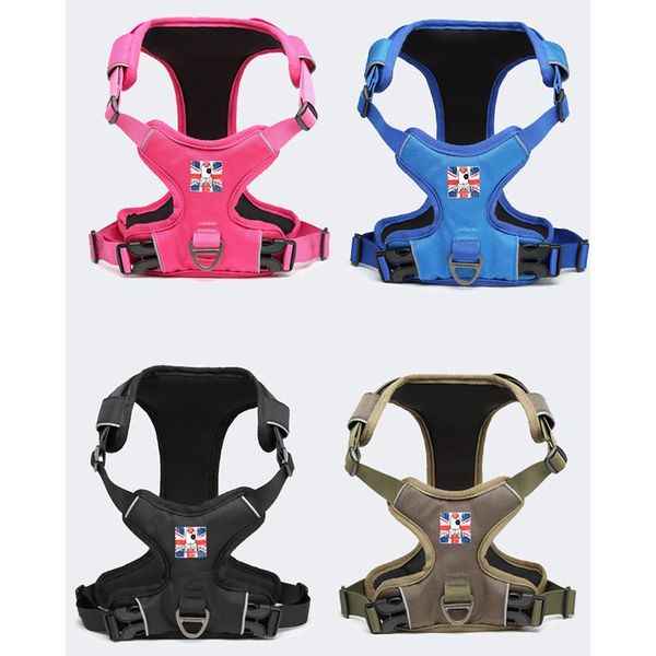 

dog collars & leashes soft nylon harness vest protable no pull pet sturdy handle high visibility adjustable easy control straps