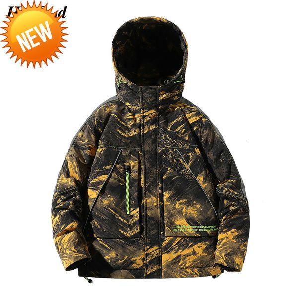 

brand fashion camouflage winter new white duck down jackets men warm coats casual parka mens hooded thick coat male plus size, Black