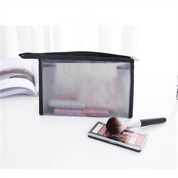 

clear transparent plastic pvc travel cosmetic make up toiletry bag zipper bathroom storage black boxes & bins