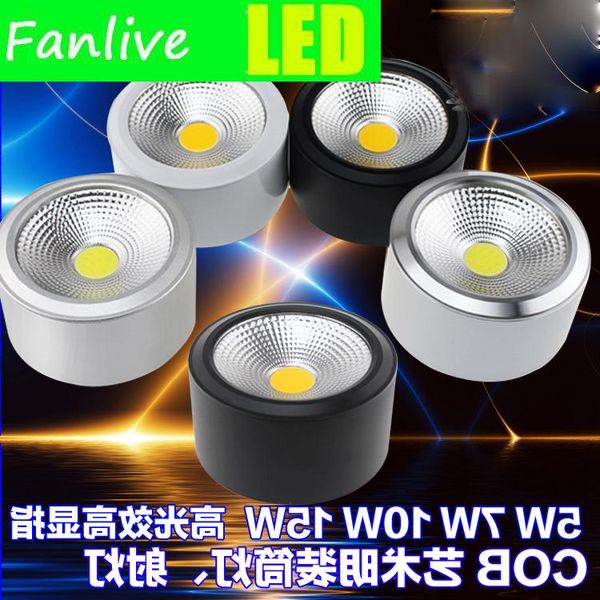 

downlights 20pcs/lot dimmable cob 3w 5w 7w 10w led downlight waterproof surface mounted ac85v-265v dining room spot light