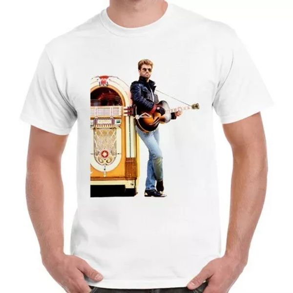 

george michael faith wham jukebox art poster gift ladies t shirt 2784, White;black