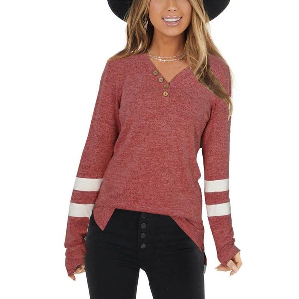 

women's hoodies & sweatshirts women fashion long sleeve v neck stripe button casual shirts blouse pullovers, Black