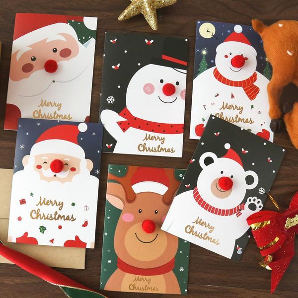 

gift wrap creative cute design christmas greeting cards santa claus snowman deer polar bear cartoon pattern stamping holiday gifts