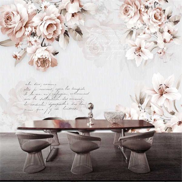 

wallpapers milofi custom large non-woven wallpaper mural retro rose lily background wall decoration painting