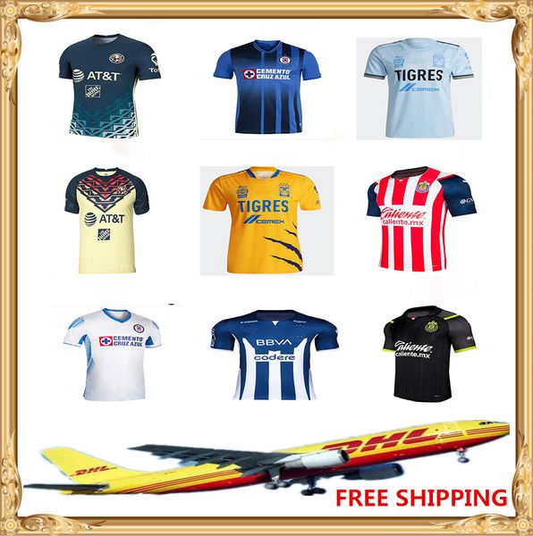 

dhl ups 2021 2022 soccer jerseys chivas guadalajara tigres azul esports 21/22 club america unam gold leon camiseta de futbo, Black;yellow