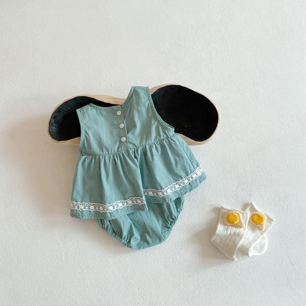 

brand baby clothing wholesale new summer newborn jumpsuit bow vest one-piece skirt baby girls triangle pants climbing suit, Blue