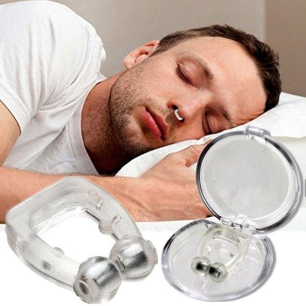 

cleaning 1 pcs silicone magnetic anti snore ssnoring nose clip sleep tray apnea guard night device with case helps