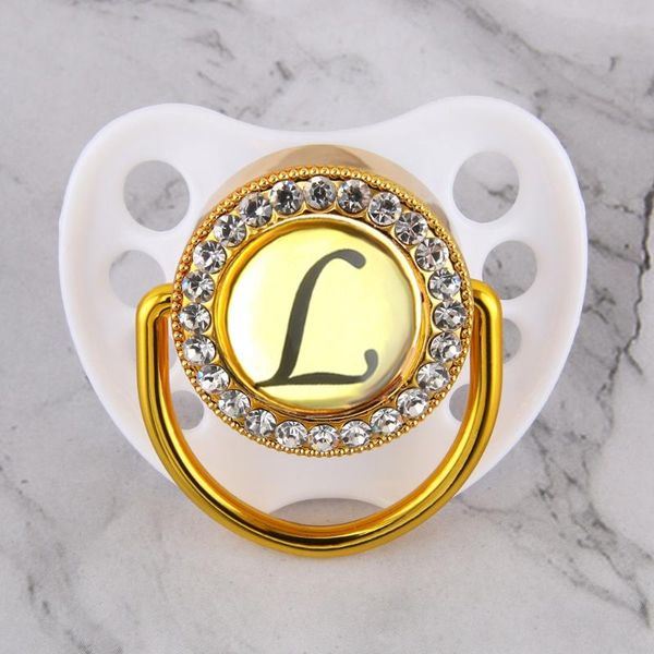 

pacifiers# luxury glam crystal white bling pacifier 26 initial letters available handmade rhinestones baby dummy wholesale