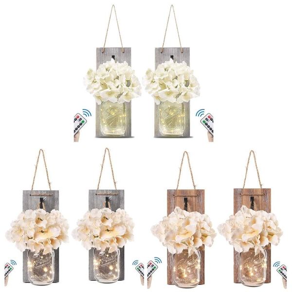 

rustic sconces handmade wall hanging remote control led fairy lights battery lamp
