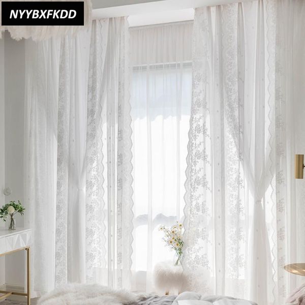 

curtain & drapes korean curtains for living dining room bedroom idyllic white lace balcony bay window american country jacquard tulle
