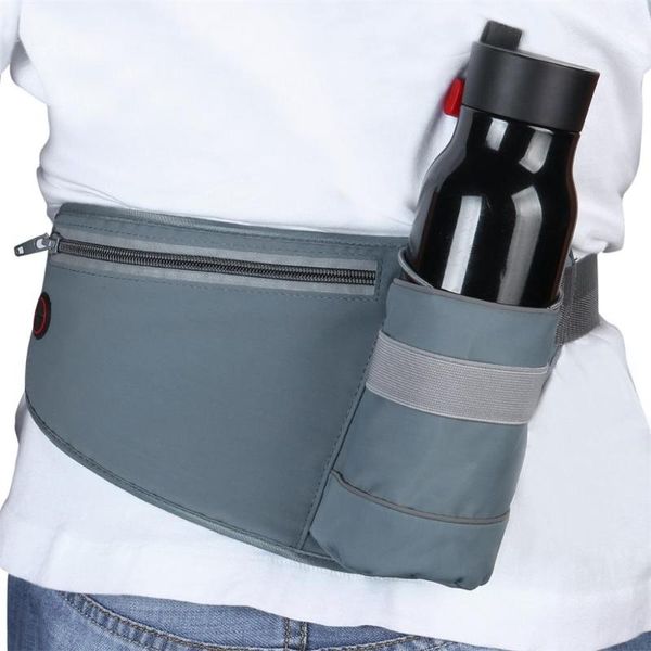 Outdoor-Taschen 360 Grad reflektierende Wandern Hüfttasche Sicherheit Nachtsport Walking Fanny mit Wasserflaschenhalter Tasche