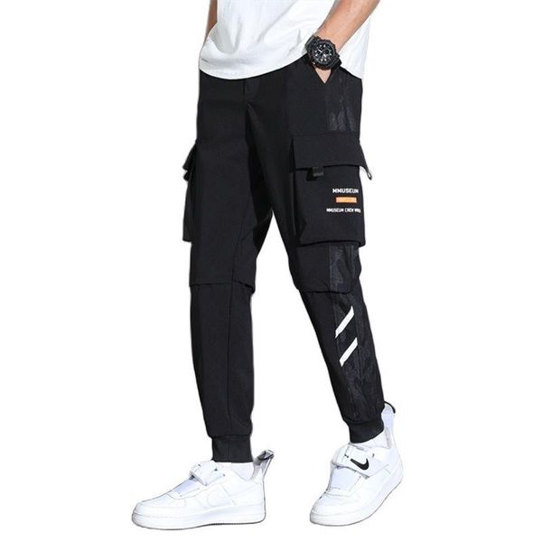 

men's pants 2021 spring/summer cargo pants, loose functional casual, Black