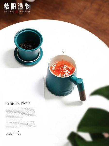 

tea cup with cover, personal separate cup, ceramic office filter mug, customized logo mugs