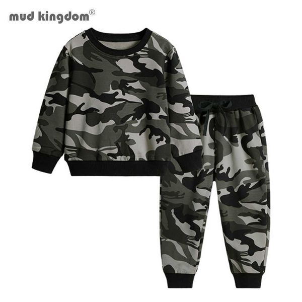

mudkingdom boys camo jogger sets autumn long sleeve sweatshirt casual children clothing set outfits 210615, White