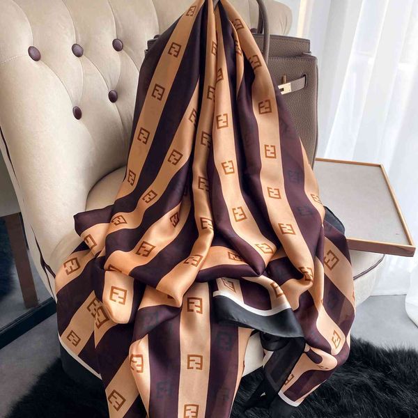

70% off design silk scarf female imitation silk spring and autumn korean version large satin pattern thin section long seasons beach towel, Black;purple