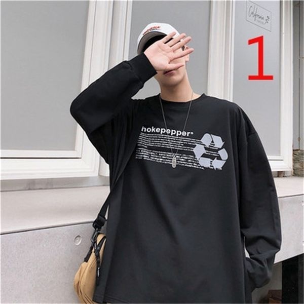 

men's autumn long-sleeved t-shirt shirt thin section 210420, White;black