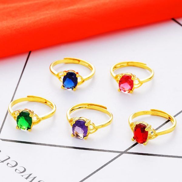 

wedding rings for women colorful zircon 24k gold oval engagement luxury jewelry wholesale, Slivery;golden