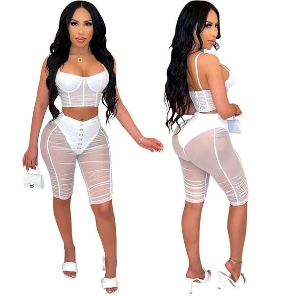 

women's tracksuits simple pure color strapless sleeveless bro and short casual lady fashion high street outfits, Gray