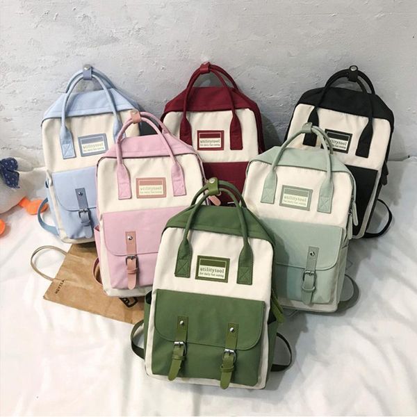 

backpack cute school woman teen with kawaii pin accessories mixedcolor luxury harajuku female fashion bag
