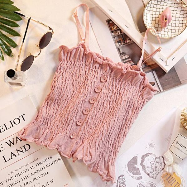 

women's tanks & camis candy color streetwear tube women summer ruched pleated short tank slim crop tees, White