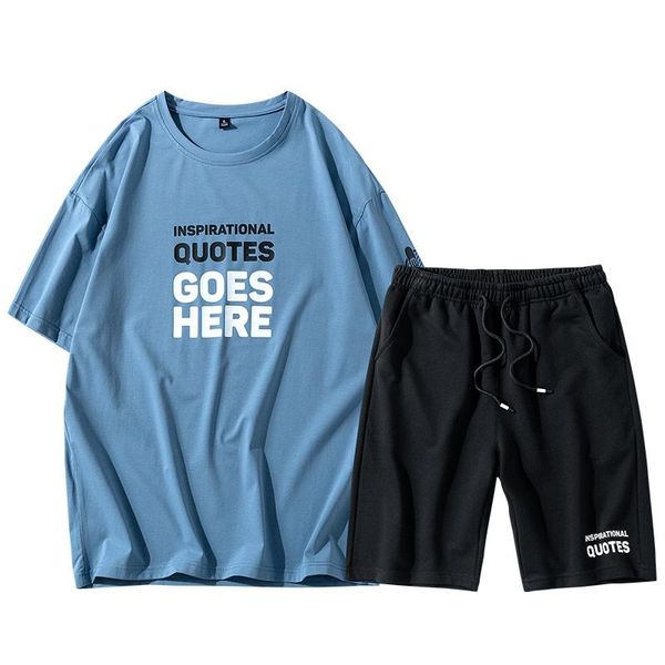 

men's tracksuits 2021 summer men set casual two pieces suit short sleeve t-shirt+shorts male streetwear tracksuit mens sportswear o-nec, Gray