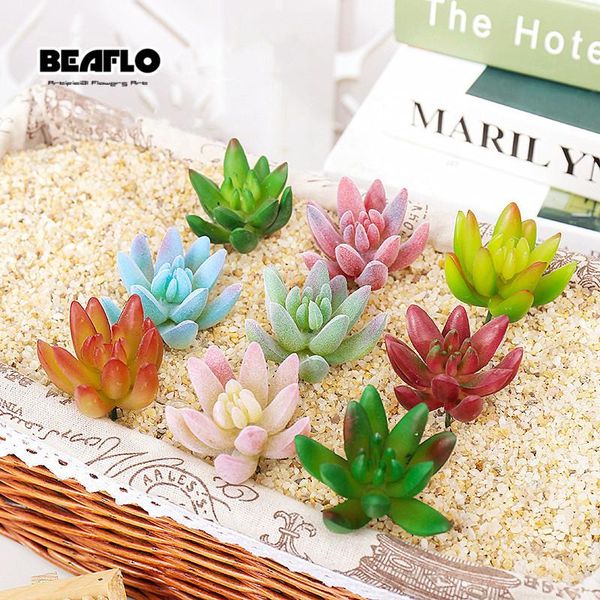 

decorative flowers & wreaths mini artificial succulent plants fake indoor outdoor creativity diy decoration material flocking cactus finger