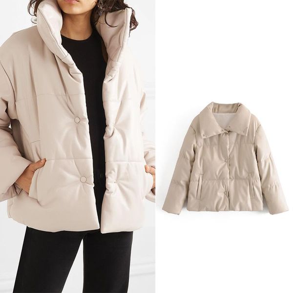 

women's down & parkas zar jacket winter women tr brown coat imitation leather cotton thickened long-sleeved simple female, Black