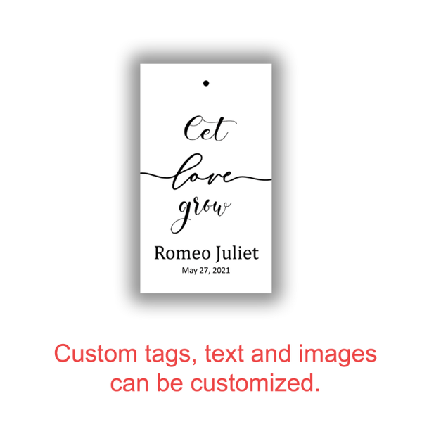 

personalized tags let love grow wedding favor tag bridal shower greeting cards