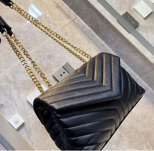 

ladies black calfskin caviar classic diamond quilted bag chains double flap medium genuine leather crossbody shoulder bags 005