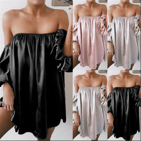 

arrival solid summer autumn women dress strapless long sleeve t shirt ladies casual party mini, Black;gray