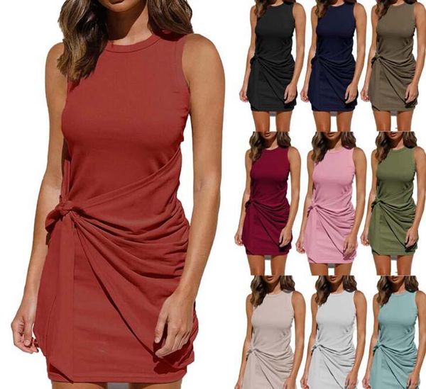 

casual dresses women's style fashion folds dress leisure o-neck slim sheath solid cotton summer cool, Black;gray