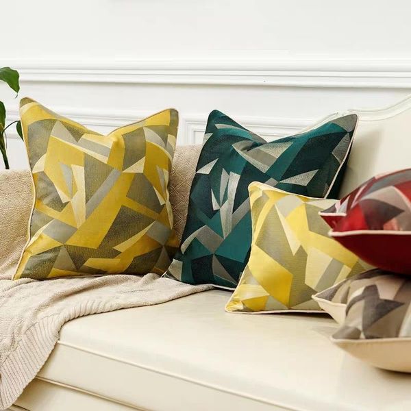 

modern tangram puzzle printed cushion cover luxury blackish green pillowcase decor for living room sofa waist cushion/decorative pillow