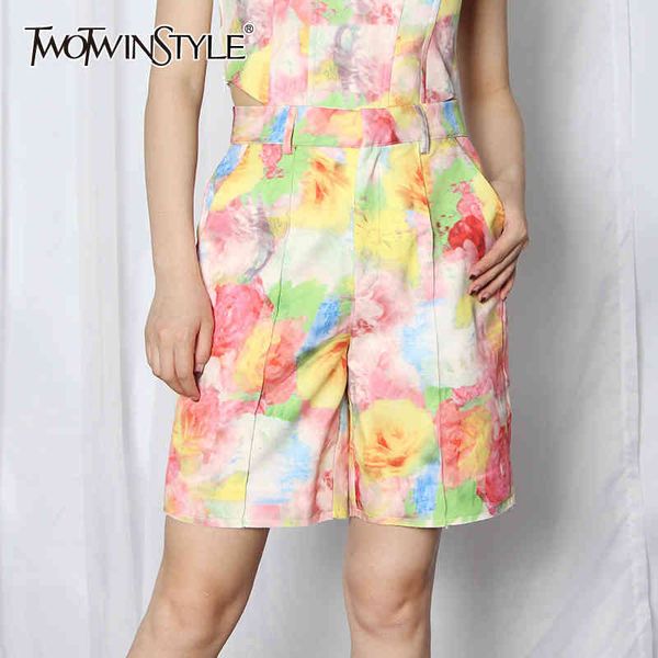 

print tie dye shorts for women high waist hit color casual wide leg shorts female fashion new clothing summer tide 210428, White;black