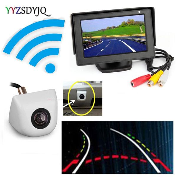 

car rear view cameras& parking sensors 4.3'' rearview monitor with wireless camera intelligent dynamic track moving line white wat