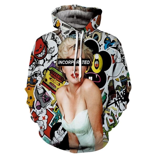 

2019 spring and autumn men's 3d digital printing european youth sweater coat, Black