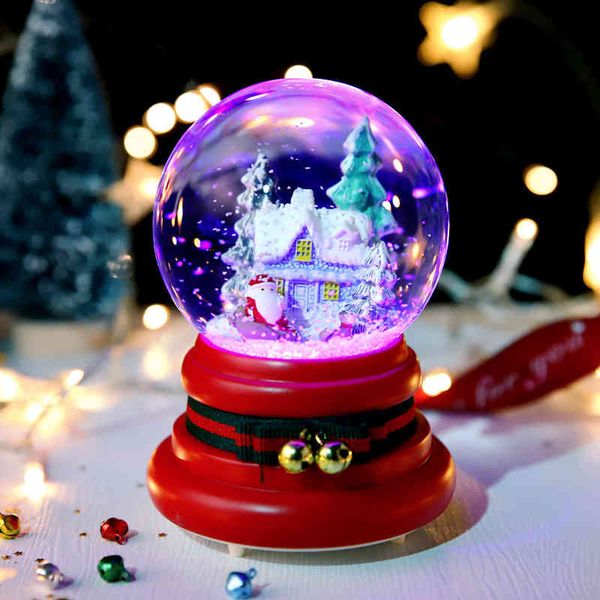 

christmas santa claus bell crystal ball gift box music deskornament music box