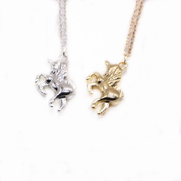 

trendy running horse style pendant cartoon animal unicorn necklace gold silver rose three color optional for women wholesale